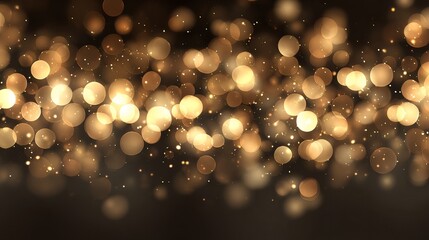 Golden glitter bokeh light dust with sparkling festive christmas particles background