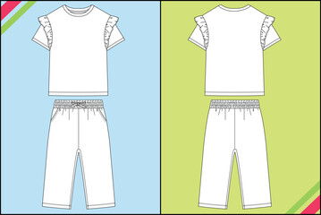 KIDS FRILL SLEEEVE PYJAMA SET
