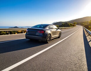Gray car on scenic highway