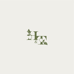 organic leaf logo bold initial concept letter luxury wedding monogram design HT