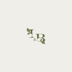 organic leaf logo bold initial concept letter luxury wedding monogram design IB