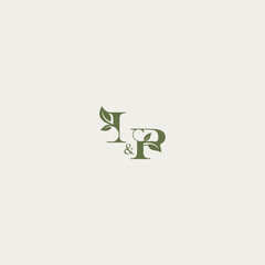 organic leaf logo bold initial concept letter luxury wedding monogram design IP