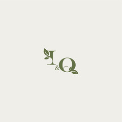 organic leaf logo bold initial concept letter luxury wedding monogram design IQ