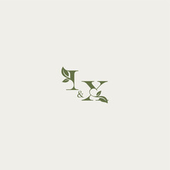 organic leaf logo bold initial concept letter luxury wedding monogram design IX