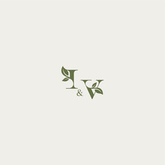organic leaf logo bold initial concept letter luxury wedding monogram design IV