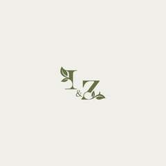 organic leaf logo bold initial concept letter luxury wedding monogram design IZ