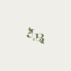 organic leaf logo bold initial concept letter luxury wedding monogram design JB