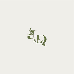 organic leaf logo bold initial concept letter luxury wedding monogram design JD