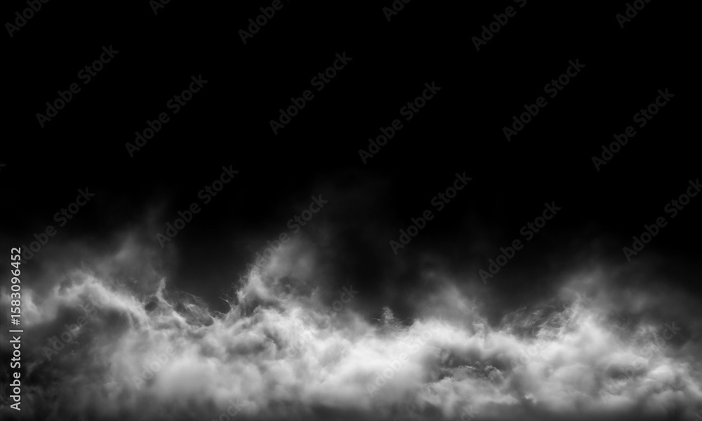 Poster atmospheric smoke effect overlays a dark background creating a dramatic, foggy scene, perfect for ad