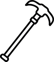 Black outline of a walking stick with curved handle