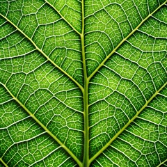 Obraz premium Green leaf close up texture background with detailed veins and natural pattern