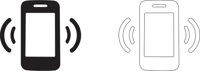 Smartphone call with blank screen. Vector editable template. Mobile phone ringing sign.
