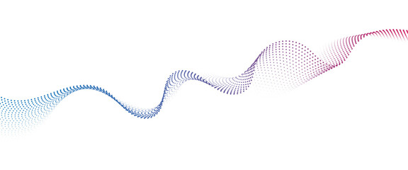 Flowing Dot Wave halftone gradient pattern on transparent background