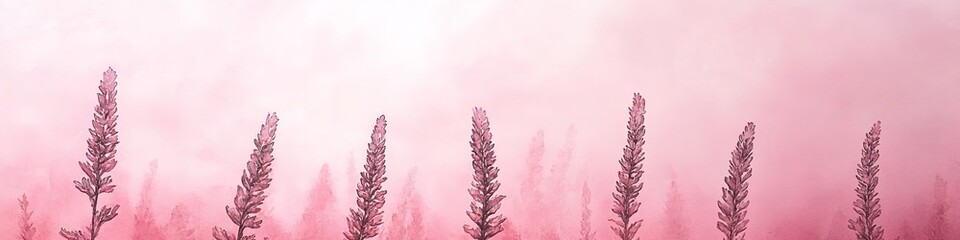 Ethereal Watercolor Floral Landscape Delicate Blooms and Botanical Elements for Nature-Themed Art