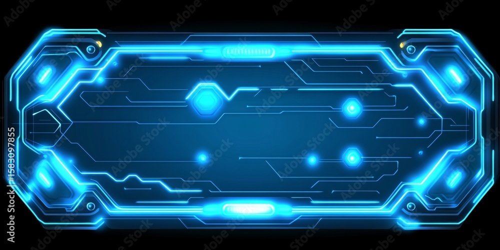 Poster abstract blue futuristic design for presentation background with circuit board technology visuals