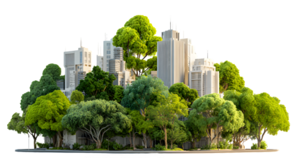 Eco-friendly city model in a forest showing sustainability concept
