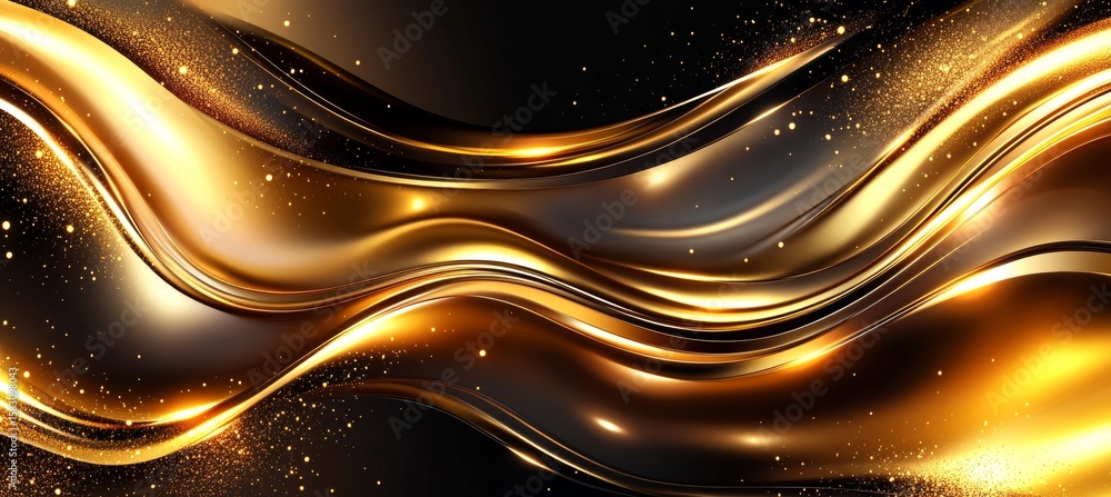 Aufkleber abstract gold waves pattern with modern shapes and shiny lines for luxury presentation design