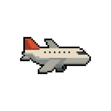 8-Bit Pixel Art Airplane Icon
