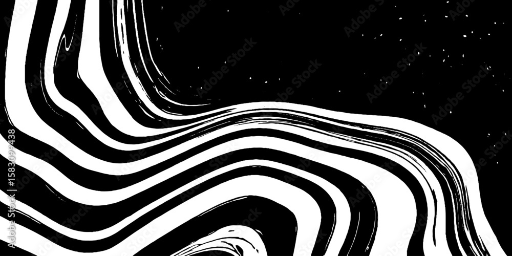 Poster black and white abstract swirl pattern with sharp fluid lines for modern art design