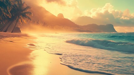 Tropical beach sunrise panorama
