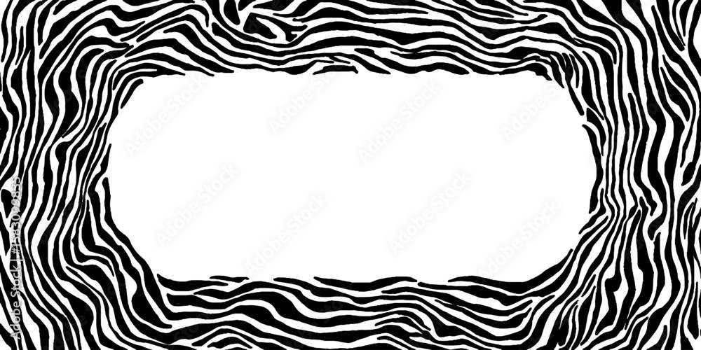 Poster abstract zebra-like distorted striped frame design for creative border art