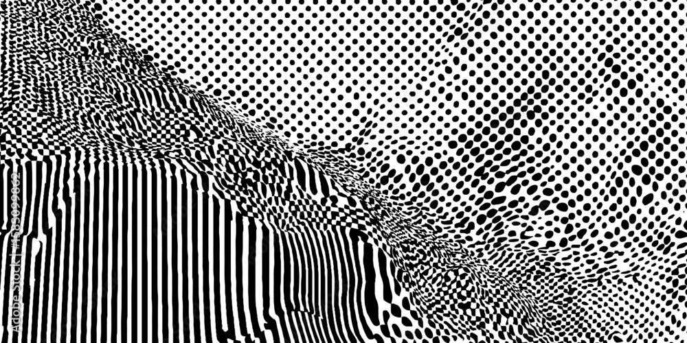 Aufkleber abstract digital art with distorted waves and glitch effect for modern design