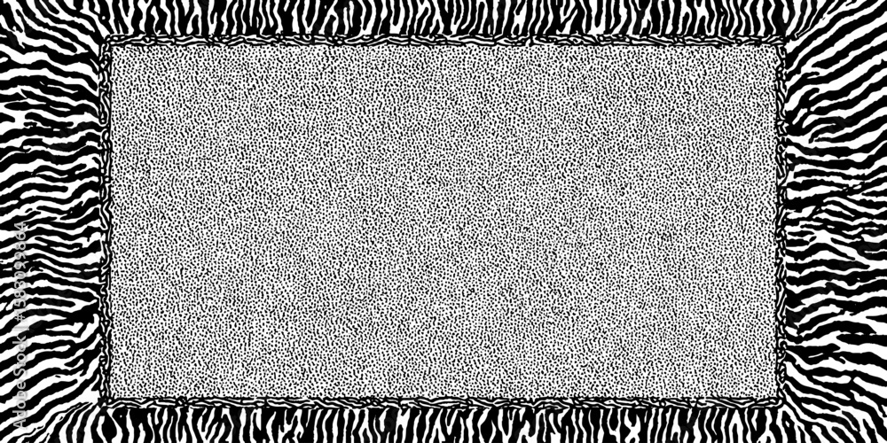 Poster zebra patterned frame with distorted stripes in abstract black and white design