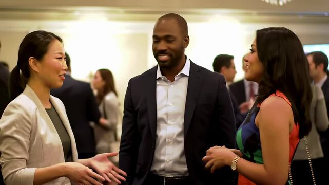 Diverse Young Adults Engaging in Networking Event                                                            