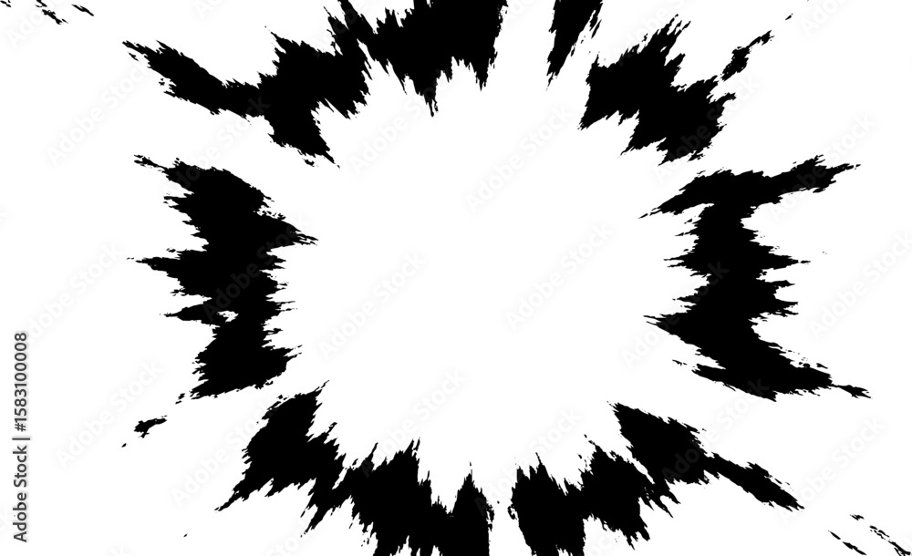 Poster abstract high contrast fragmented circular rays with jagged edges for bold graphic design
