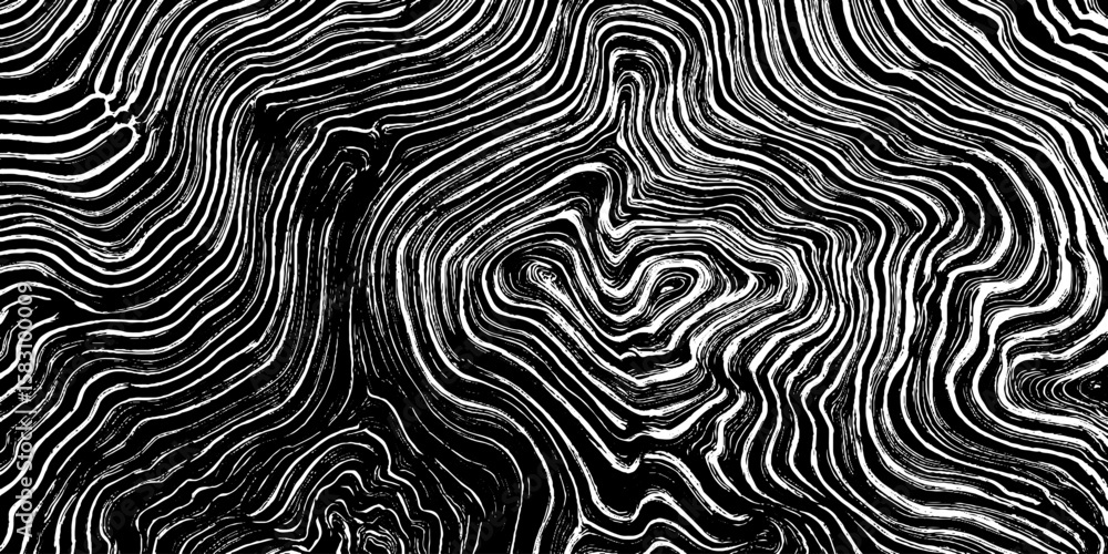 Poster abstract fluid topographic lines with distorted contours for modern design