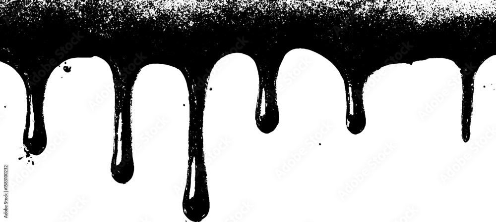 Poster high contrast ink dripping with sharp edges and fluidity for design projects
