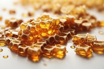 Luxurious Top view of honeycomb with beeswax and honey