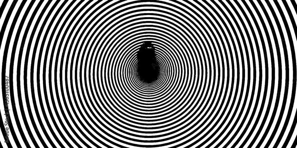 Poster expanding circular ripple wave distortion pattern for optical illusion design