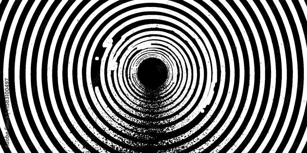 Poster expanding circular distortion pattern with ripple wave effect for design applications