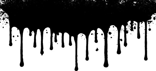 Abstract black paint drips with border style for artistic design