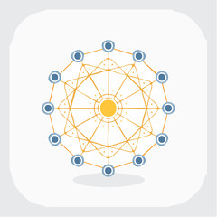 Decentralized network node glowing stronger than others represented graphically