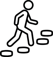 Person walking up stepping stones icon symbol