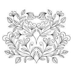 Symmetrical Floral Design with Delicate Leaves and Curving Stems A Graceful Composition for Botanical Art and Nature Inspired Aesthetics