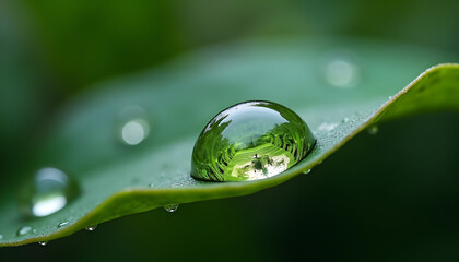 water drop on green leaf