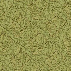 Seamless Green Leaf Pattern Background, Botanical Illustration, Nature Inspired Design. Generated image