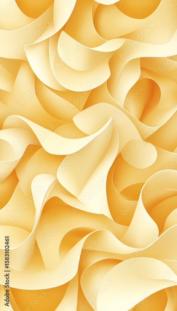 Poster elegant pastel orange to buttercup gradient background with 3d waves and seamless delicate patterns