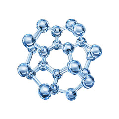 Molecule model or structure of the substance concept. Molecular structure, transparent atom connection, 3D science model, futuristic design