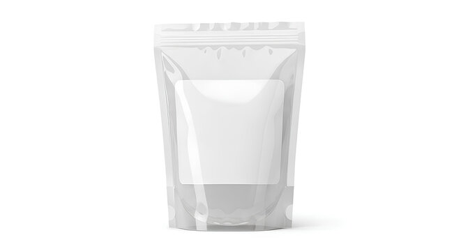 Blank transparent ziplock food bag mockup with blank label area