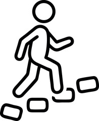 Stylized person walking up steps climbing progress