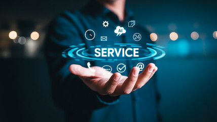 Digital service interface with icons technology communication