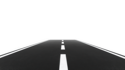 Open Road Stretching to the Horizon on Transparent Background