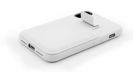 Blank white silicone phone wallet mockup, adhesive back facing