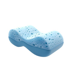 premium render of a stylized kitchen sponge with soft foam texture, curved body, and playful scrubbing pattern, resting diagonally on white background