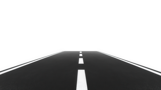 Open Road Stretching to the Horizon on Transparent Background