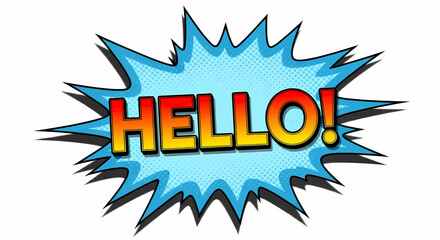 Vibrant Hello Burst Expressive Vector Graphic for Welcoming Messages and Pop Art Designs